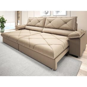 Sofá com Carregador USB e Molas no Assento Retrátil Reclinável Nice 2,10m Linho Soft - NETSOFAS