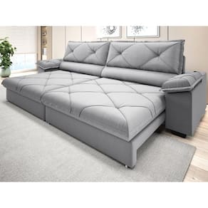 Sofá com Carregador USB e Molas no Assento Retrátil Reclinável Maestro 2,90m Linho Soft- NETSOFAS