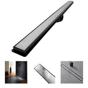 Ralo Linear Seca Box 5x50 Banheiro Inox 2 em 1 Oculto Coletor Preto Saídas 40mm e Tela (5cm x 51cm)