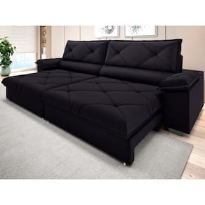 Sofá com Carregador USB e Molas no Assento Retrátil Reclinável Nice 2,90m Velosuede - NETSOFAS