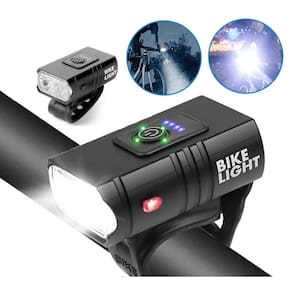 Farol Bicicleta 2 Led Cree T6 Recarregável Usb Com Medidor