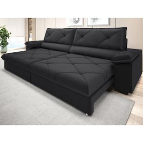 Sofá com Carregador USB e Molas no Assento Retrátil Reclinável Nice 2,90m Linho Soft- NETSOFAS
