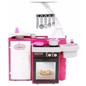 Boneca Cozinha Infantil Completa Geladeira Fogão E Pia Que
