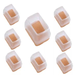 Kit 8 Protetor Pé De Moveis Retangular Silicone Feltro Mesa
