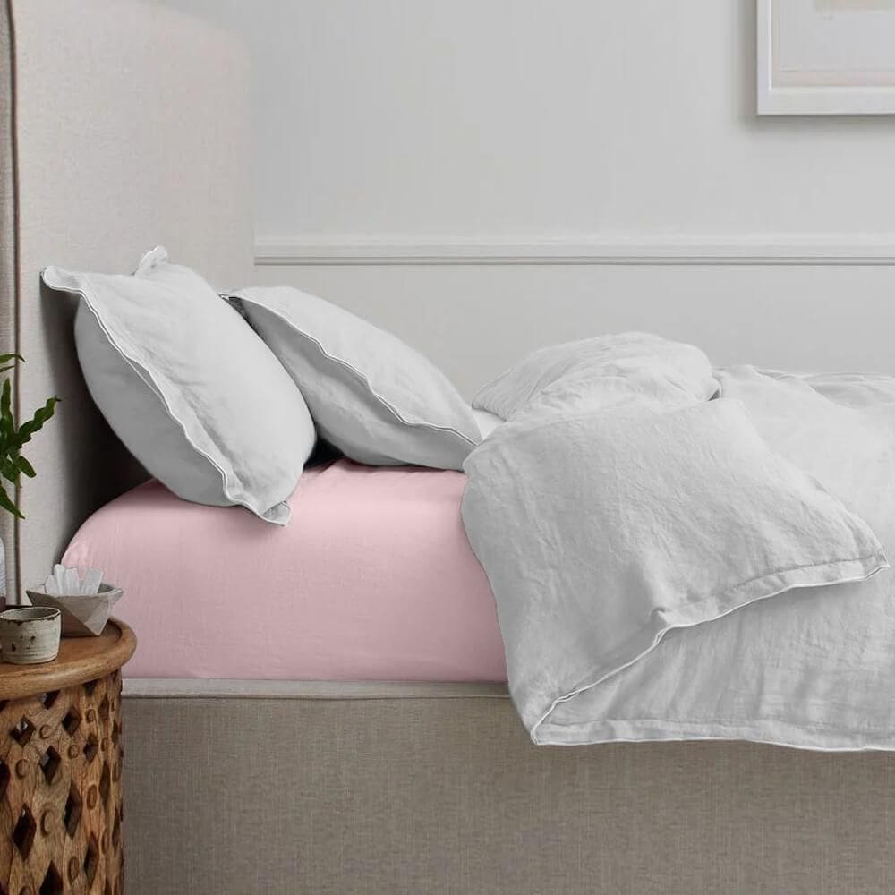 Lençol Queen Elástico 150 Fios Algodão Premium Rosa Claro