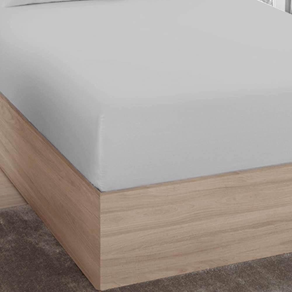 Lençol Avulso Solteiro Elástico Algodão Premium Cinza