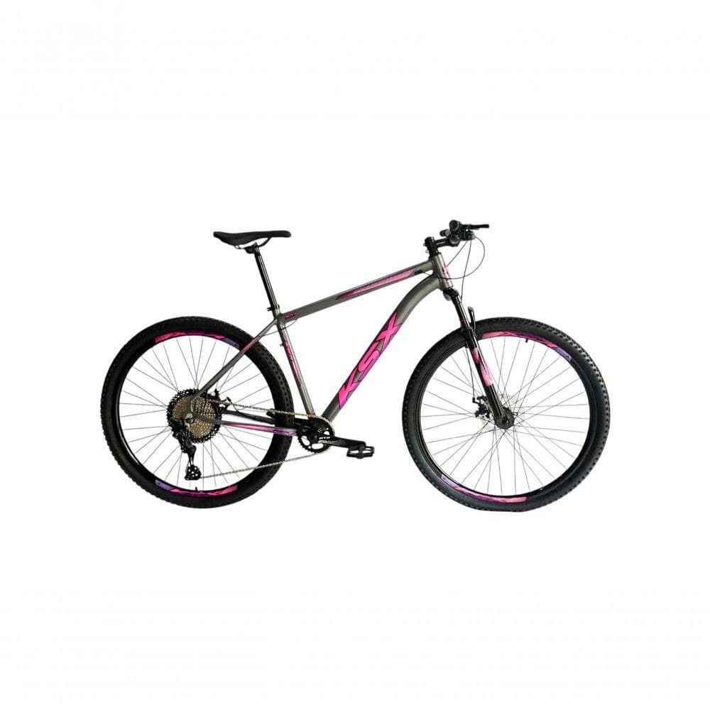 Bicicleta Aro 29 Ksx Sd7 12v Garfo Com Trava K7 11/50 Freios Hidráulicos Kit 1x12 - Grafite/rosa Tam. 15