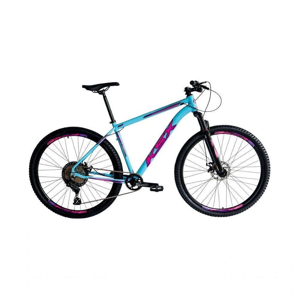 Bicicleta Aro 29 Ksx Sd7 12v Garfo Com Trava K7 11/50 Freios Hidráulicos Kit 1x12 - Azul/rosa Tam. 19