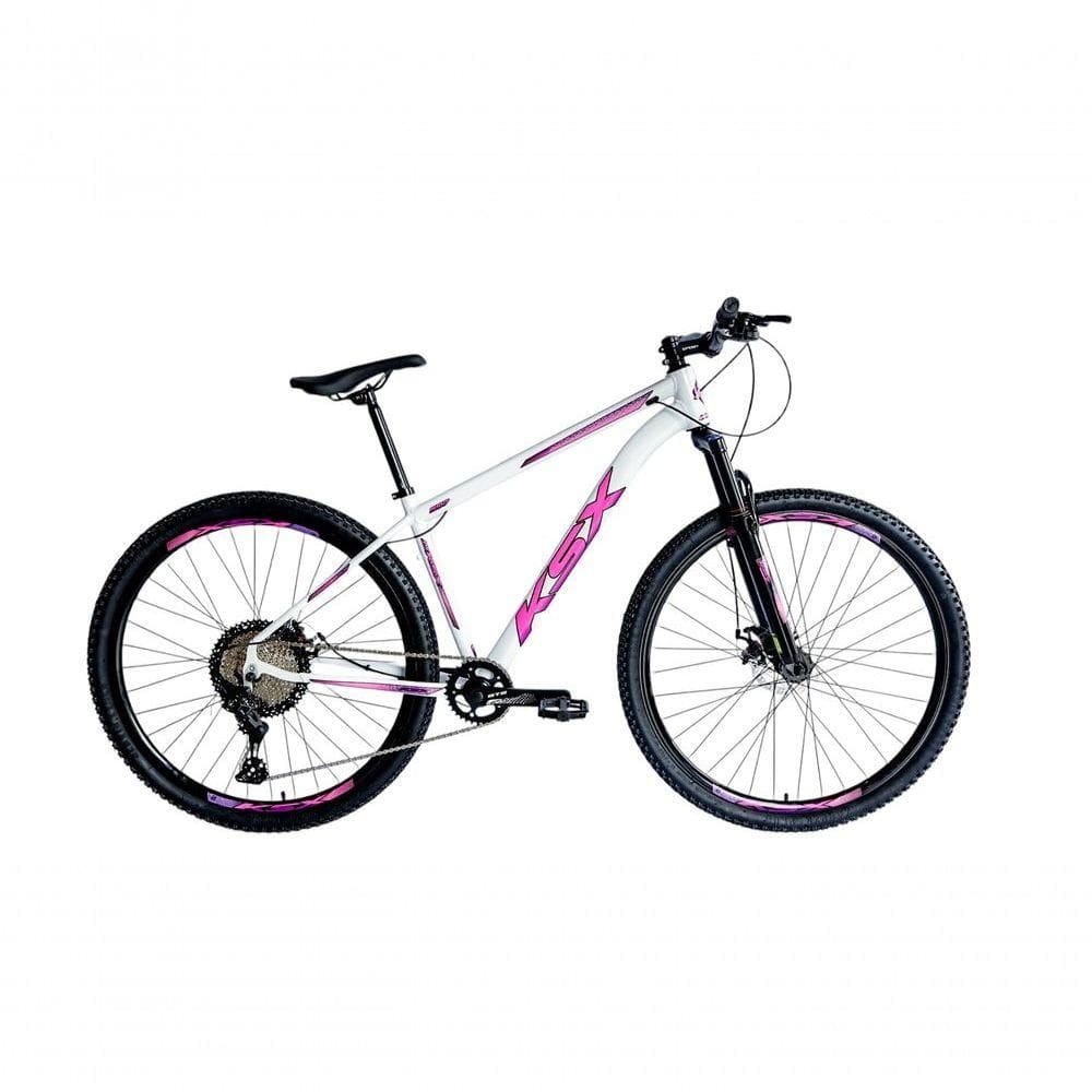 Bicicleta Aro 29 Ksx Sd7 12v Garfo Com Trava K7 11/50 Freios Hidráulicos Kit 1x12 - Branco/rosa/violeta Tam. 15