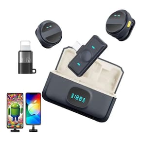 Microfone Lapela Redondo Ima Sem Fio Duplo Usb-C E Adaptador