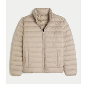 Jaqueta Puffer Hollister Mock-Neck Masculina Bege