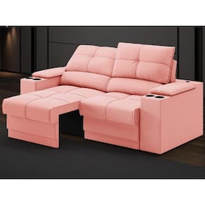Sofá com Porta Copos e Carregador USB Retrátil e Reclinável Ringo 1,70m Velosuede - NETSOFAS