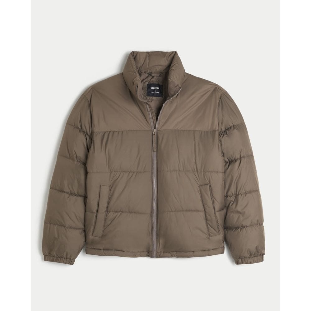 Jaqueta Puffer Masculina Hollister Boxy Marrom | Casas Bahia