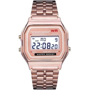 Relógio Wr Digital Aço Vintage Unissex Rose Alarme Top