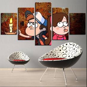 Quadro Decorativo Desenhos Animados 5 Peças 115x60cm