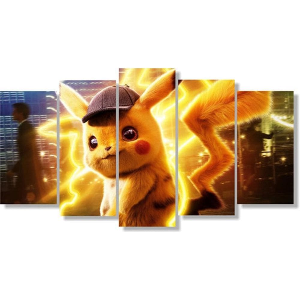 Quadro Decorativo 5 Peças Pikachu Pokémon