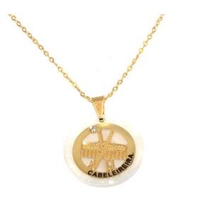 Colar Cordão Profissão Cabelo Tesoura Folheado Ouro 18k
