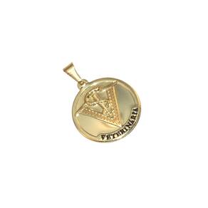 Pingente Profissão Medalha Veterinária Folheado Ouro 18k