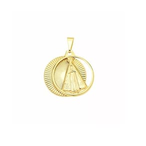 Pingente Medalha Duplo Aparecida Folheado Ouro 18k