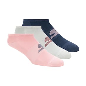 Meia 3 Pares Feminina Microfiber Non Ter Rosa e Azul Skechers