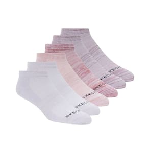 Meia 6 Pares Feminina Non Terry Polytam Rosa Skechers