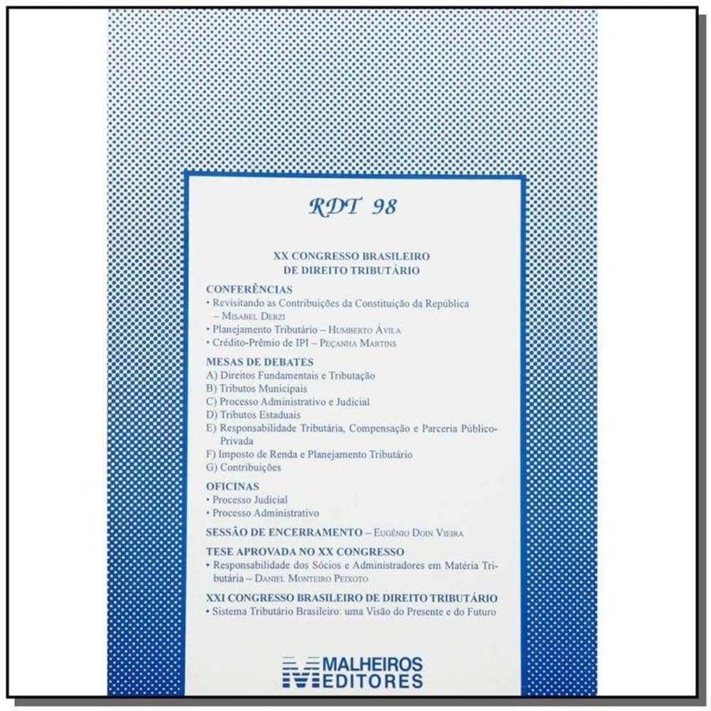 Revista De Direito Tributario Vol. 98