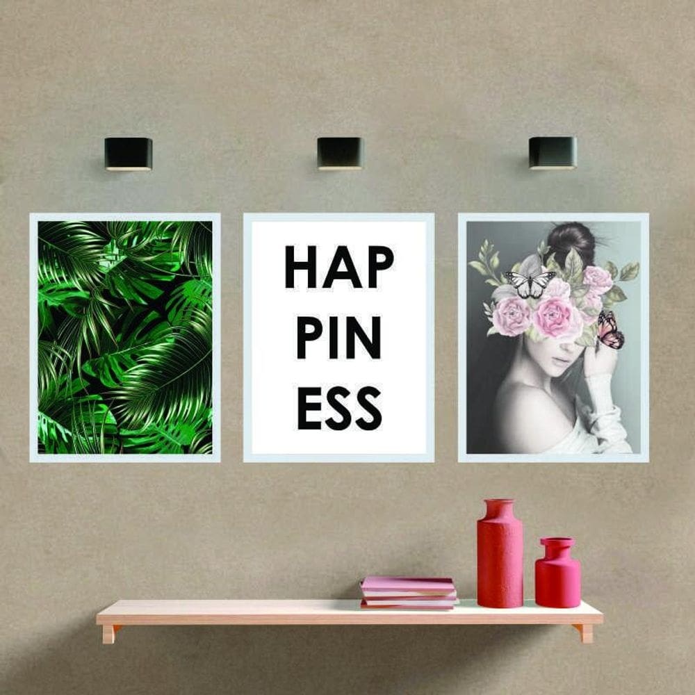Kit 3 Quadros Decorativo 32 X 42 Minimalismo