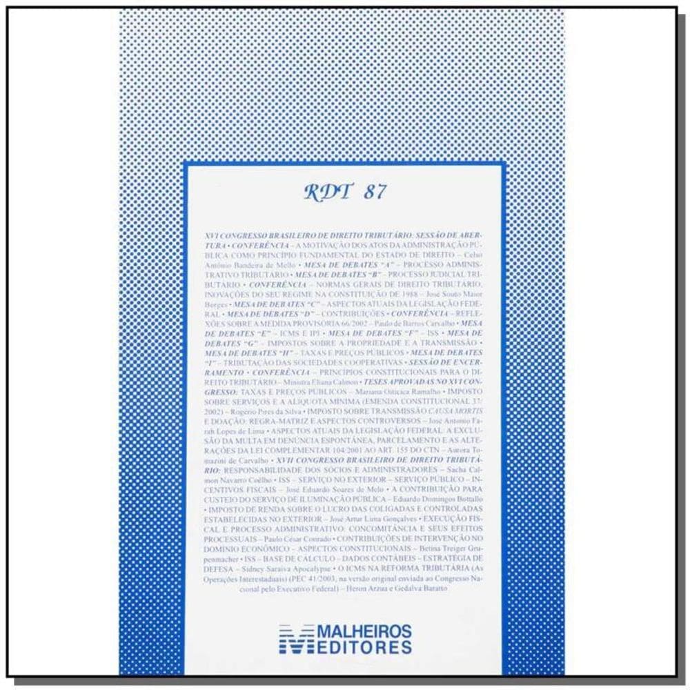 Revista De Direito Tributario Vol. 87