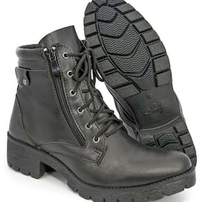 Bota Coturno Feminino Couro Preto Br2 Lady Ziper Lateral