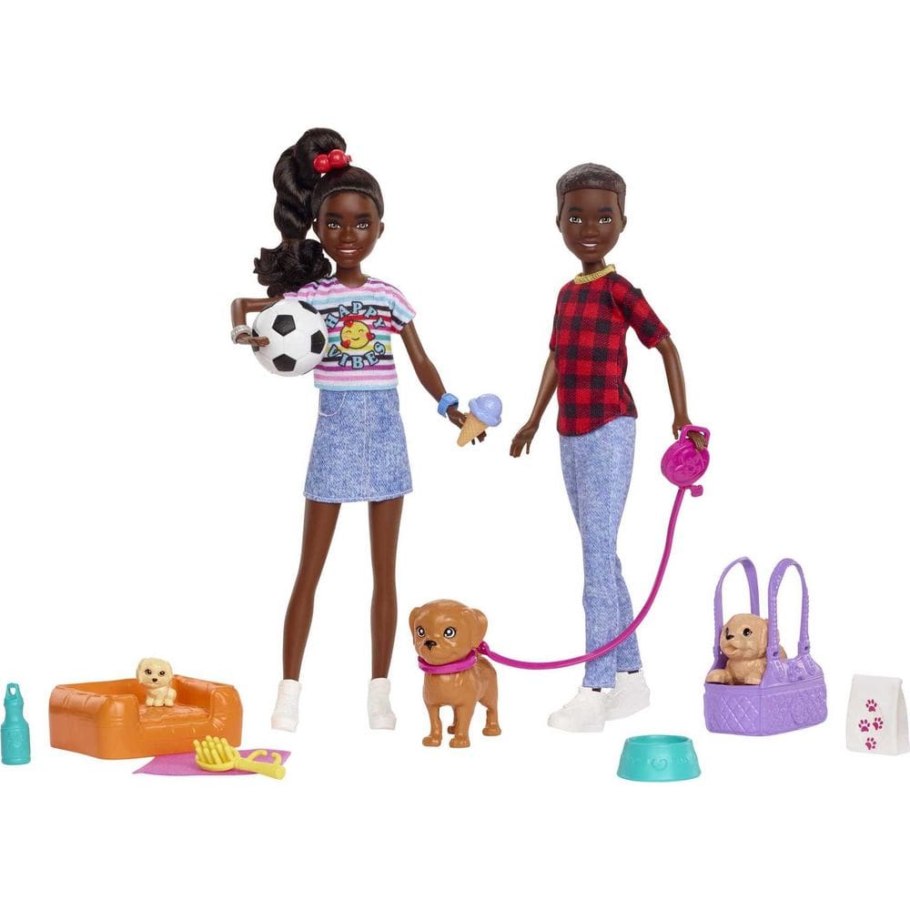 Conjunto de brinquedos Barbie It Takes Two e acessórios com gêmeos