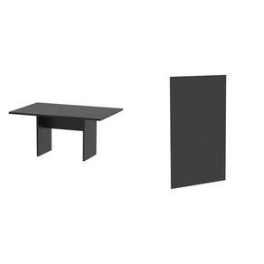 Kit com Mesa para Reunião 4 Lugares e Painel para Tv até 32 Polegadas Preto