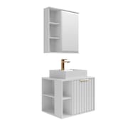 Gabinete Pra Banheiro Com Lavatório Espelho Noruega Branco MGM Móveis 60cm