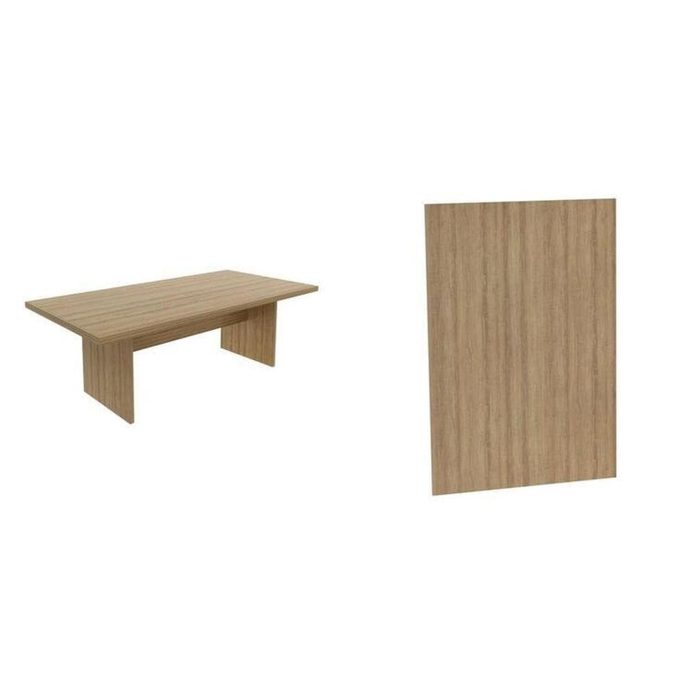 Kit com Mesa para Reunião 6 Lugares e Painel para Tv até 37 Polegadas Amendoa