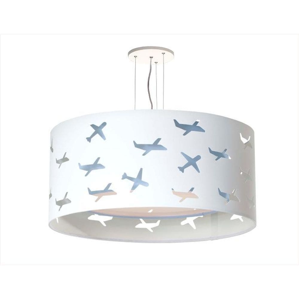 Lustre Infantil Pendente Aviões Duplo - Azul Bebê 40X16