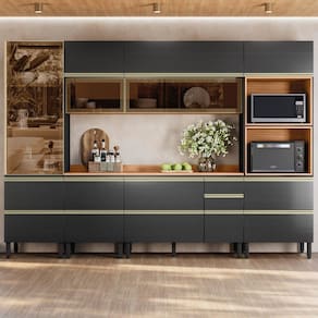 Cozinha 6 Peças 310cm X 218,5cm Proença Nogueira/Carbono Prime