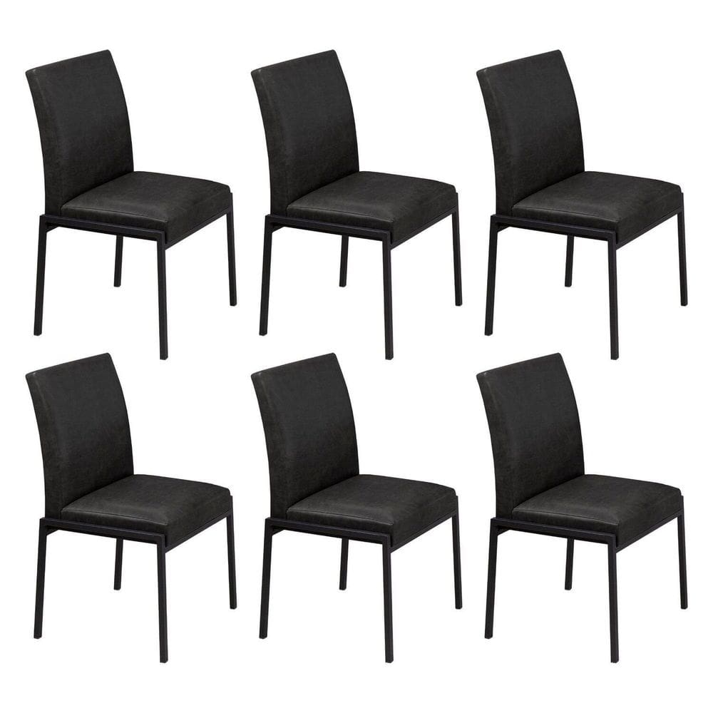 Conjunto 6 Cadeiras para Sala de Jantar Atenas Preto / Champanhe