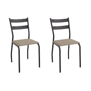 Cadeira Sala de Jantar Bali 2C141PRF Aço Kit 2 Un Preto/Linho Bege Fendi - Kappesberg