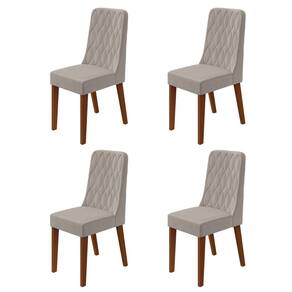 Conjunto para Sala de Jantar 4 Cadeiras Estofadas Luar Frassino/Liso Capuccino
