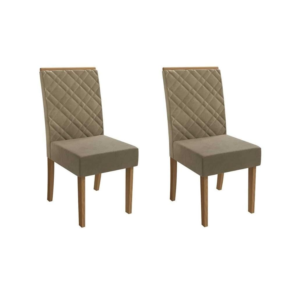 Cadeira Sala de Jantar Gardênia 2CAD149 Madeirado Kit 2 Un Canela/Suede Bege - Kappesberg
