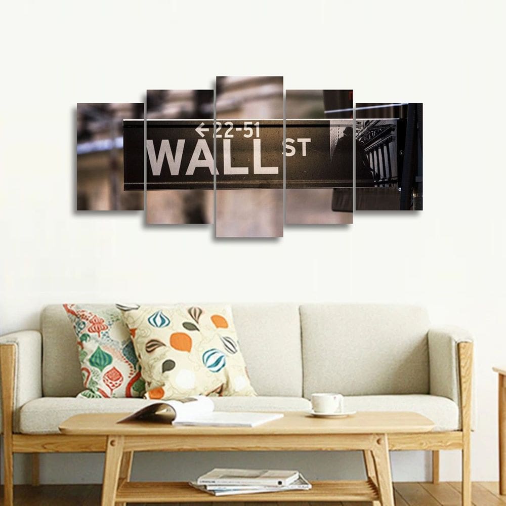 Quadro Wall Street Mosaico 5 Peças decorativo Mdf