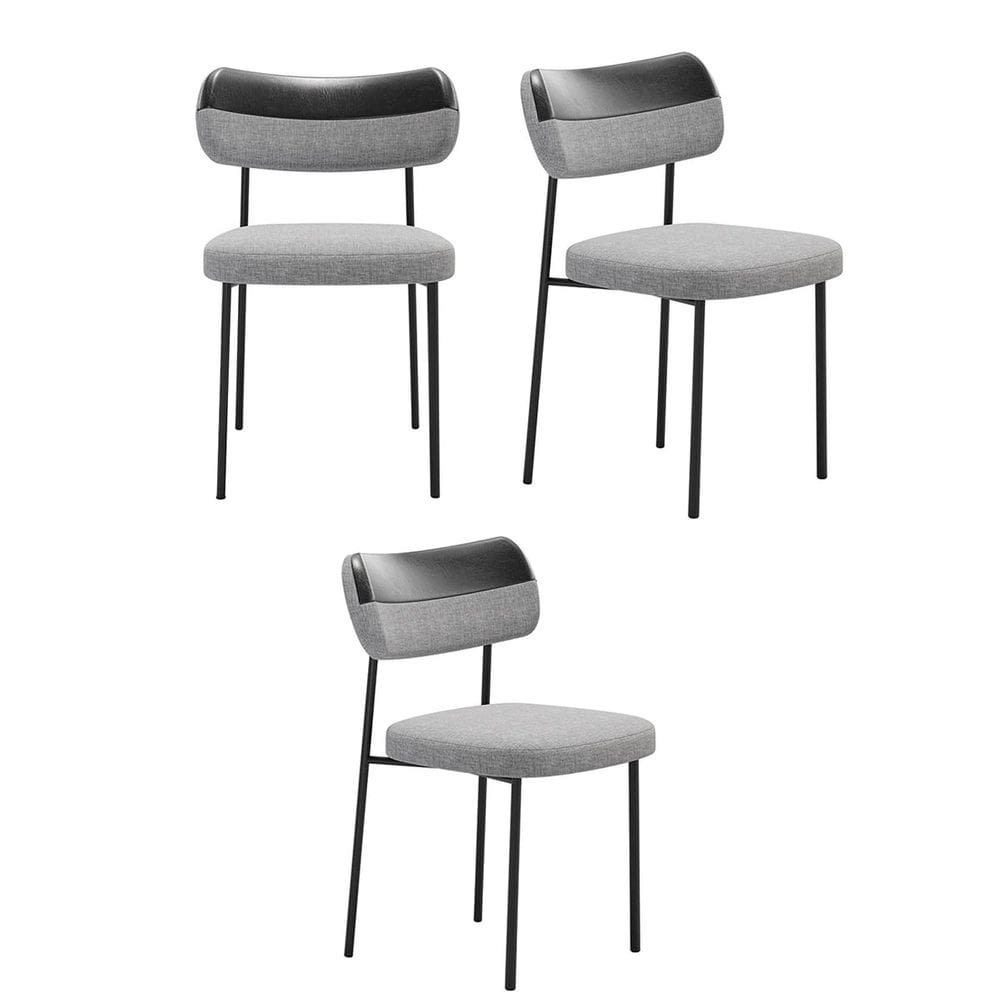 Kit 3 Cadeiras Mila Para Sala Jantar Gourmet em Aço-Couríssimo-Linho-EdeCasaMoveis