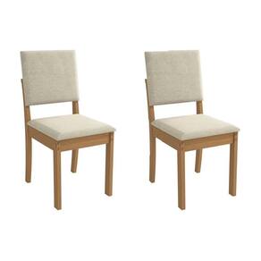 Cadeira Sala de Jantar Luna 2CAD160 Madeirado Kit 2 Un Canela/Linho Bege Argila - Kappesberg