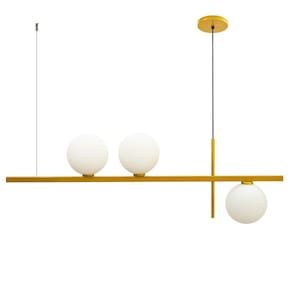 Pendente Lustre Jabuticaba Para Sala 3 Globos 12Cm Dourado