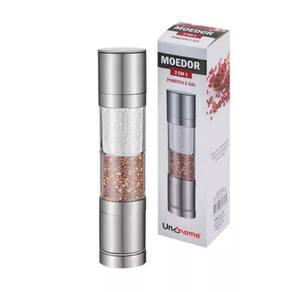 Moedor de Sal e Pimenta em Aço Inox Gourmet Visor 2 em 1