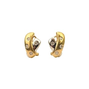 Brinco Bicolor Com 8 Brilhantes Em Ouro 18K