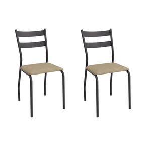 Cadeira Sala de Jantar Bali 2C141PRF Aço Kit 2 Un Preto/ano Capuccino - Kappesberg