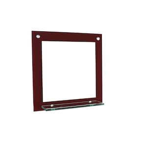 Espelho Para Banheiro Com Prateleira 40Cm Vermelho Cereja