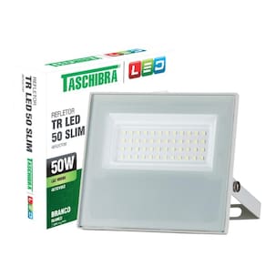 Refletor Taschibra Led Tr Slim 50W Verde Branco Bivolt