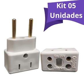 Kit 05Un Adaptador Tomada 10 E 20 Amperes Bi Volt