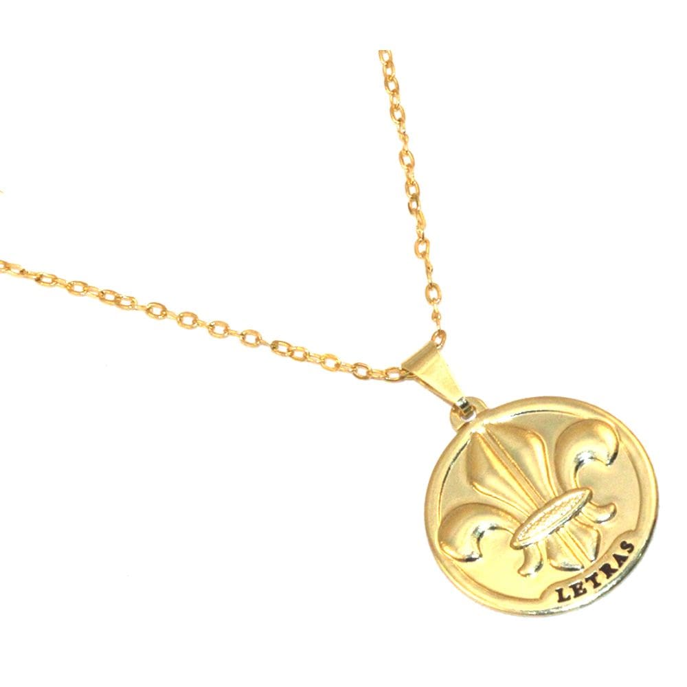 Colar Cordão Medalha Profissão Letras Folheado Ouro 18k